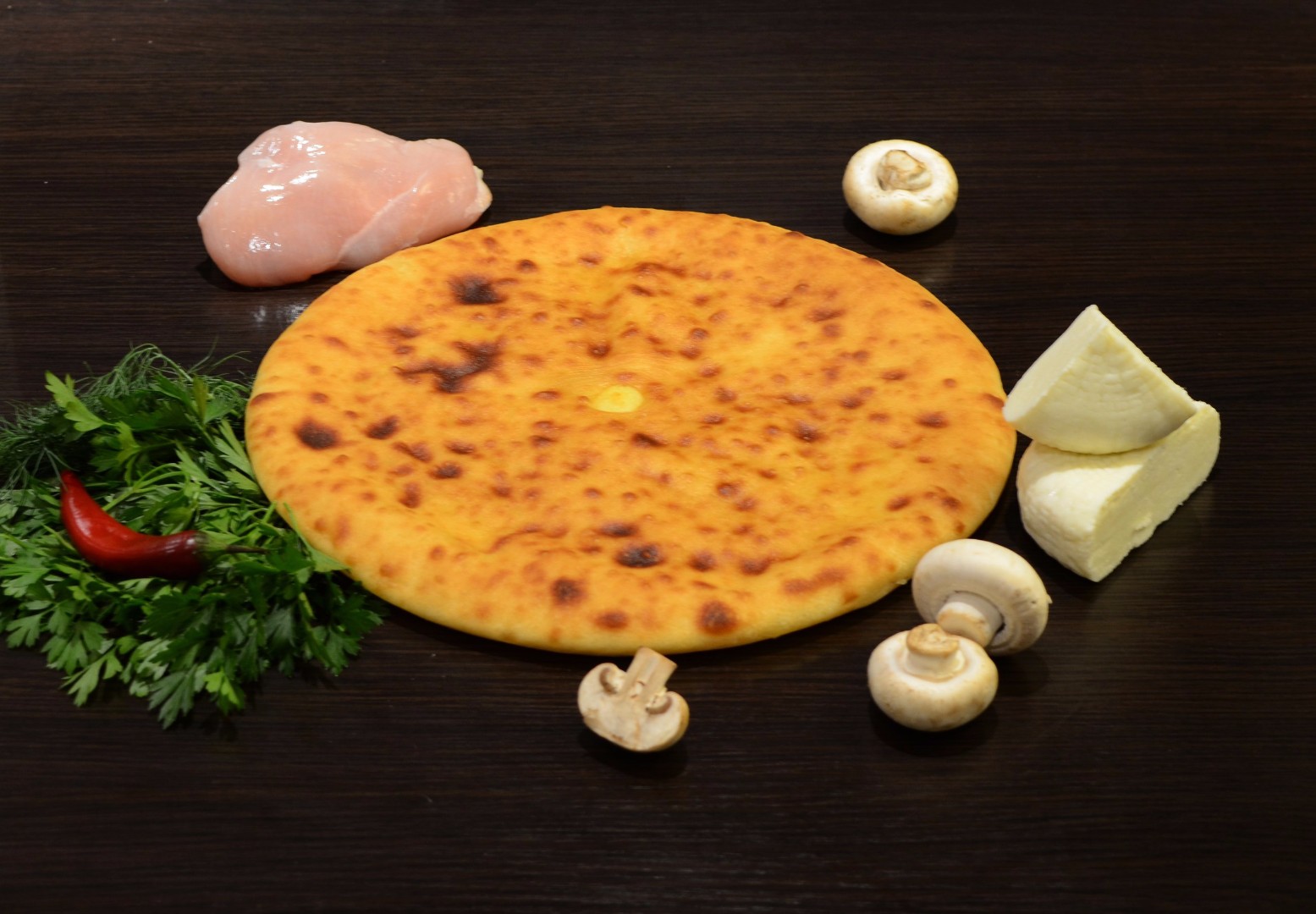 Осетинский пирог с курицей сыром грибами