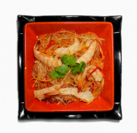 Фунчоза с креветками в соусе терияки