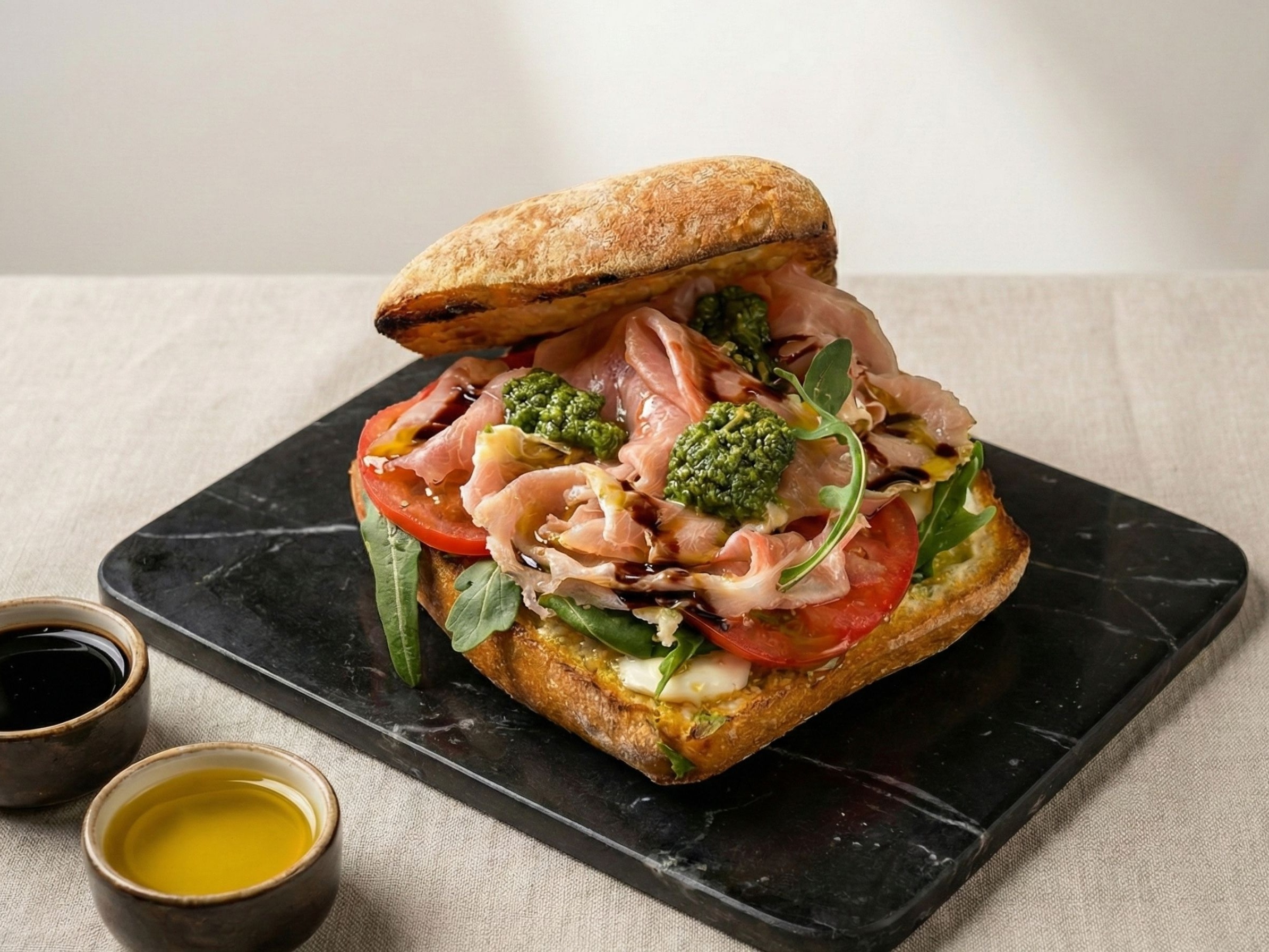 Сэндвич панини с пармой и моцареллой