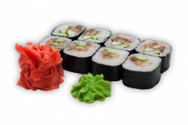 Ролл с лососем терияки и огурцом