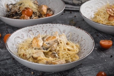 Паста с курицей и грибами
