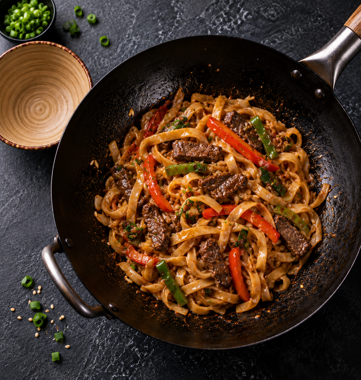 Лапша с телятиной и овощами