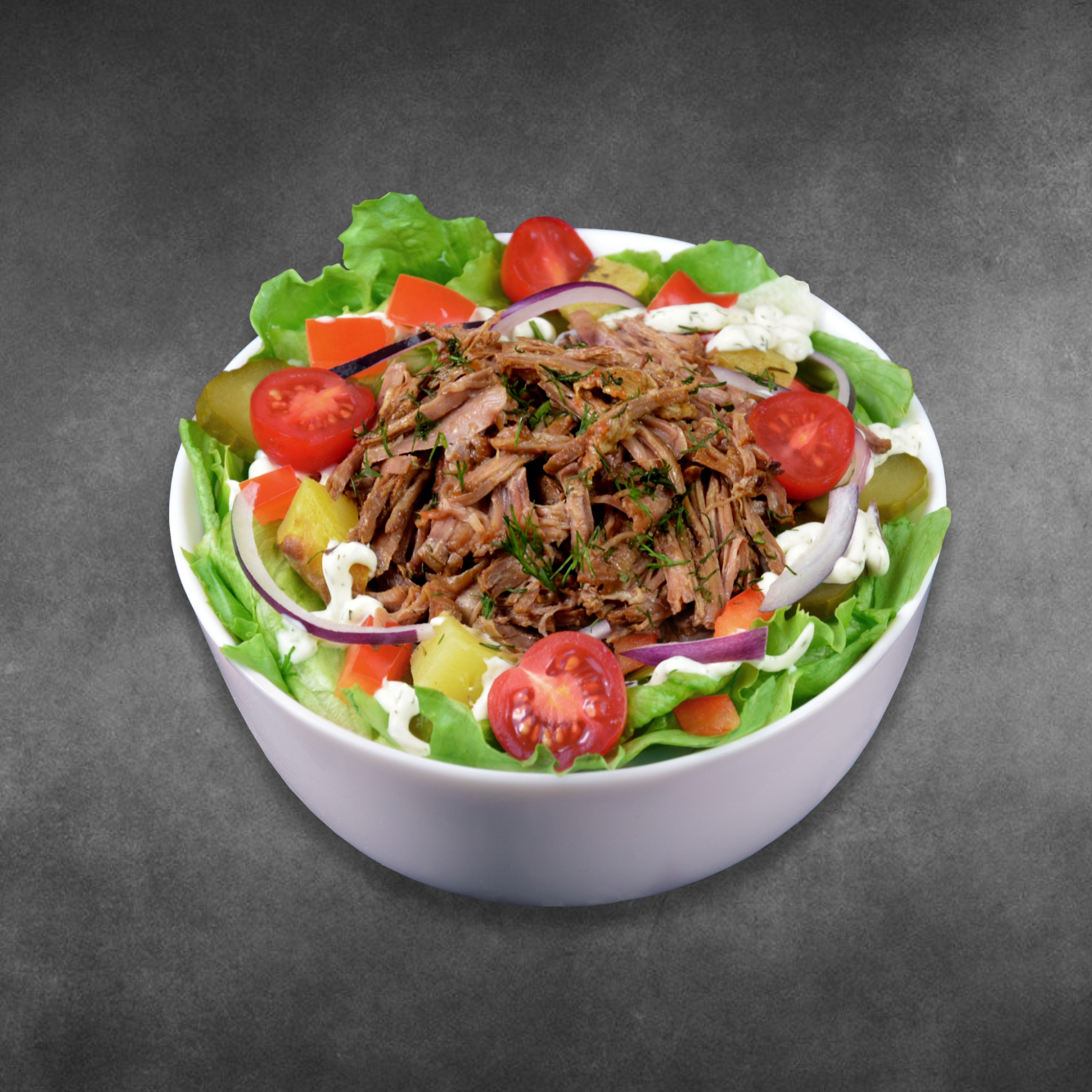 Салат с рваной говядиной