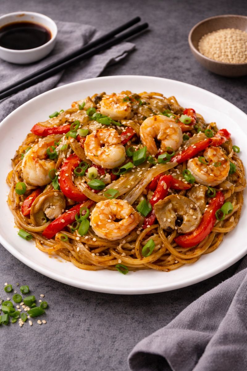 Wok-лапша с креветкой