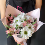 Букет 3 хризантемы и 3 альстромерии микс