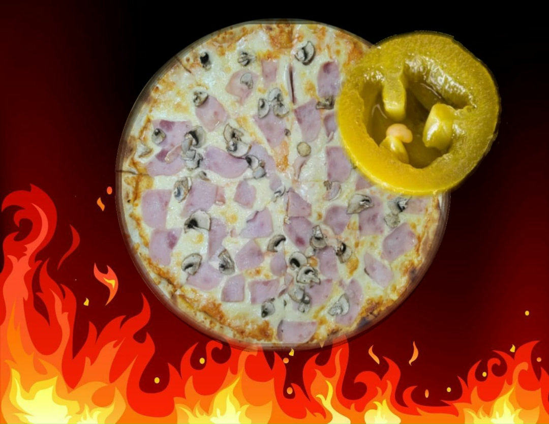 Острая грибная с ветчиной и халапеньо 40 см