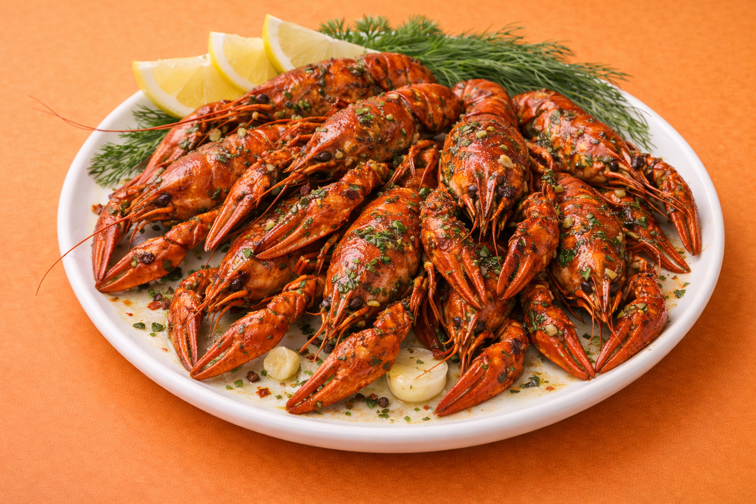 Раки жареные с ароматными травами