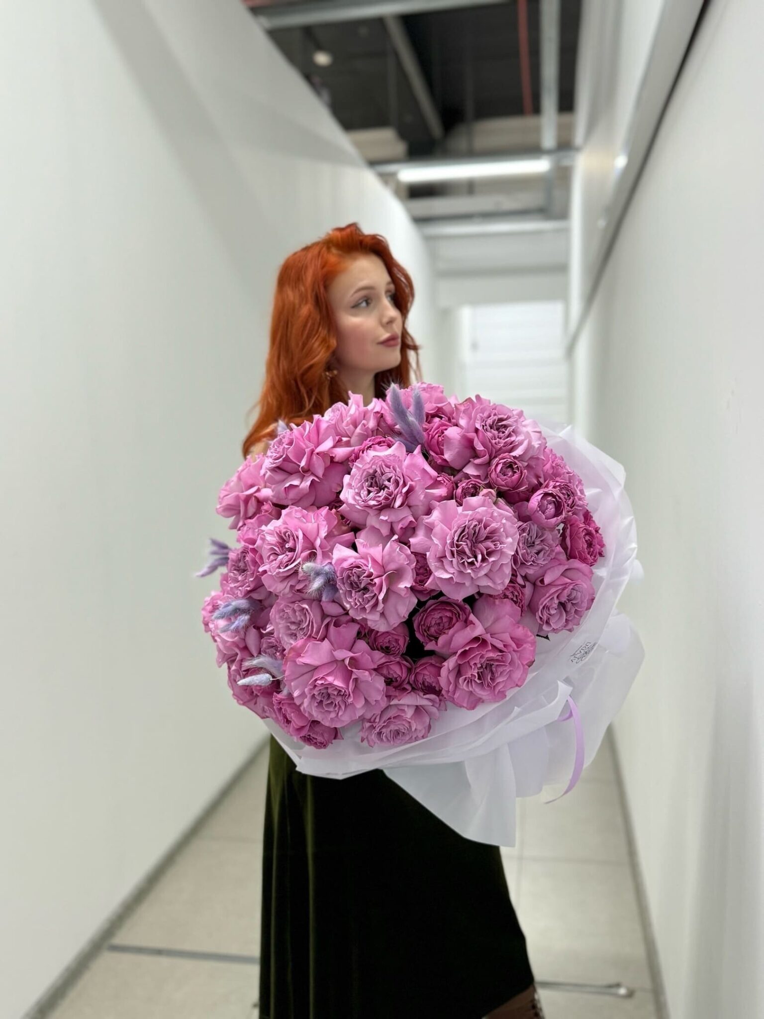 Букет французских роз с лагурусом