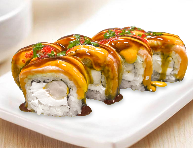 Запечённый с креветкой и лососем