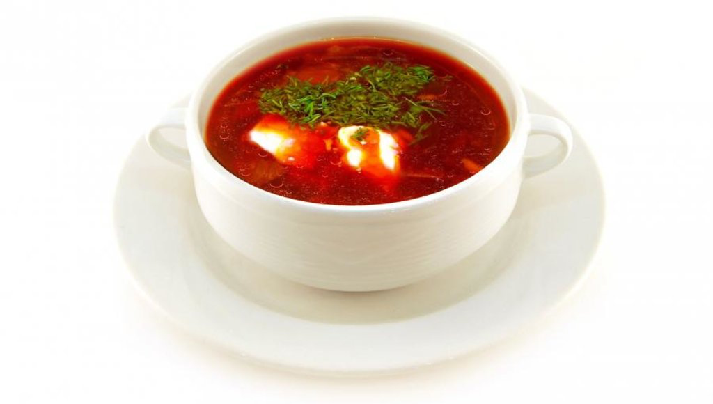 Борщ с гренками и чесноком