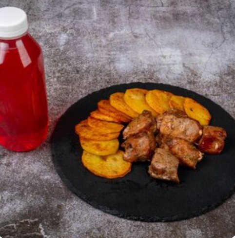 Шашлык свинина + картошка из печи + морс