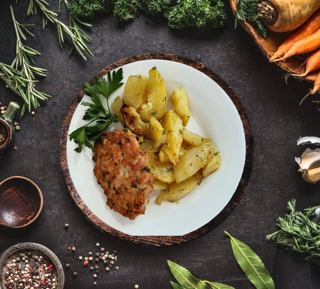 Котлетка рубленная куриная с гарниром