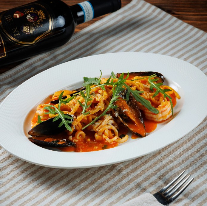 Спагетти с морепродуктами