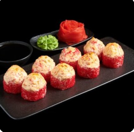 Ролл запечённый лосось креветка