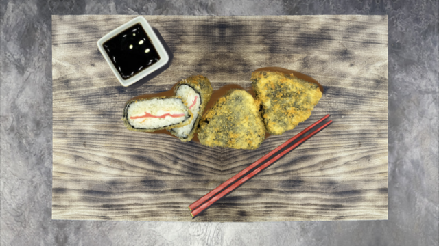 Онигири Трио-лосось темпура (грибной)