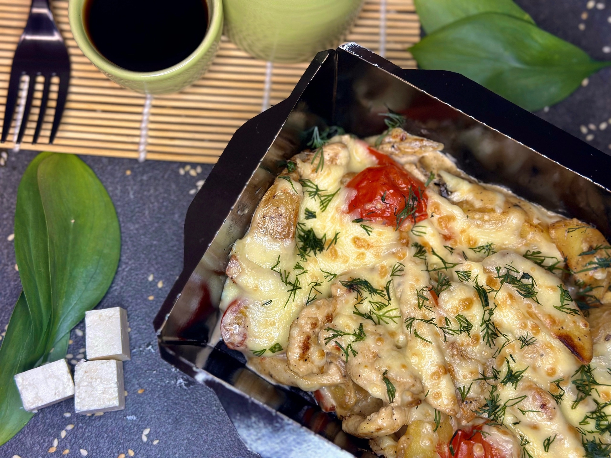 Картофель Айдахо с курицей.