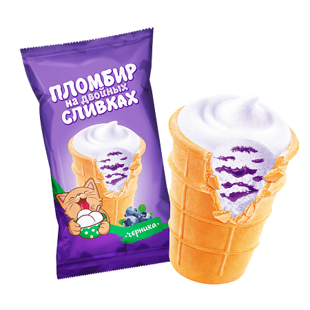 Ванильный пломбир с черничным джемом