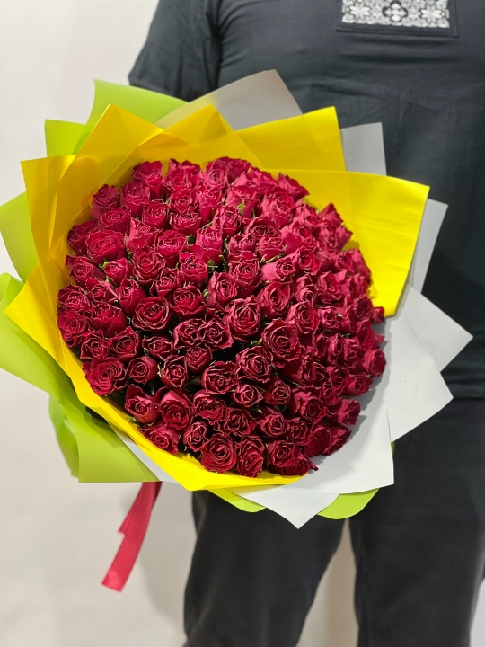 101 Красная Роза в двойной обертке