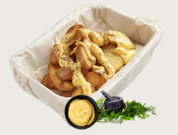 Картофель по-деревенски с сырным соусом