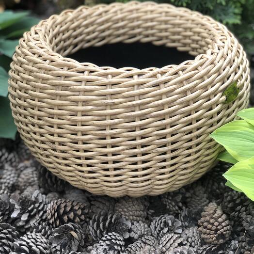 Кашпо из ротанга искусственного 12 литров цвет натуральная лоза