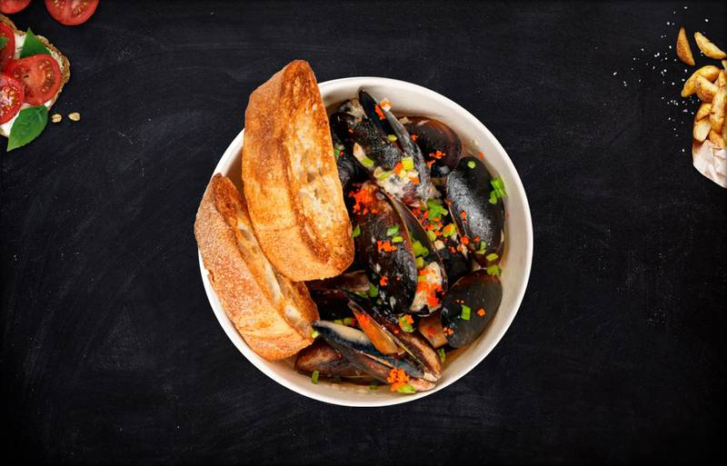 Мидии в сливочном соусе