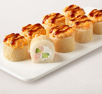 Спринг-ролл с угрем и лососем