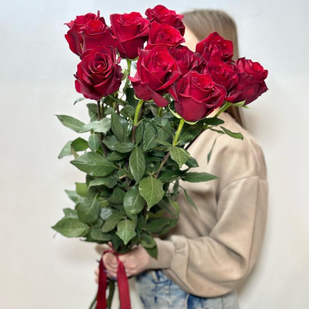 Высокие красные розы эквадор 11 штук