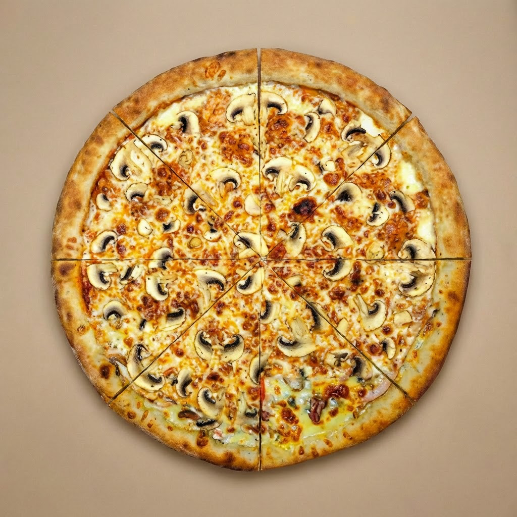 С шампиньонами 40 см.