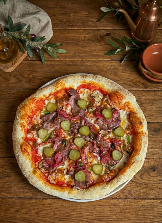 Пицца говядиной копченой в смокере 22см