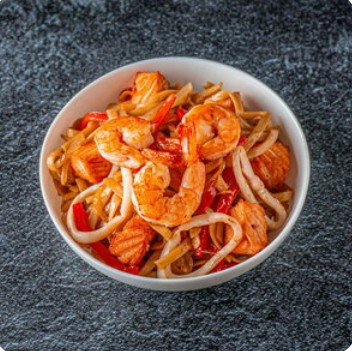 Wok с морепродуктами с устричным соусом