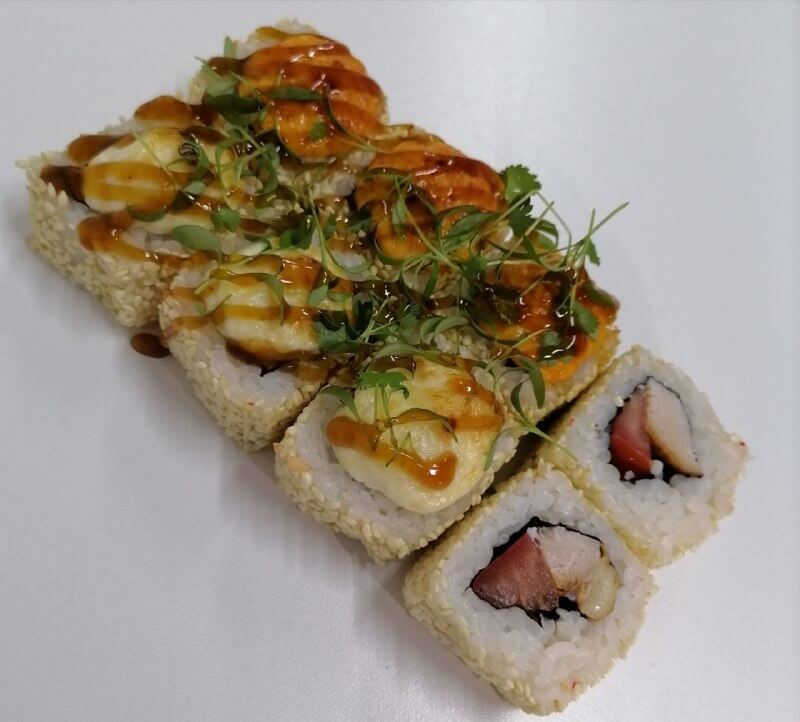 Запеченный с копченой курочкой