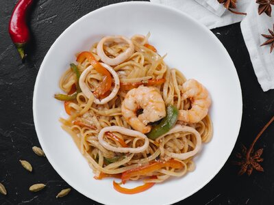 Лапша с морепродуктами