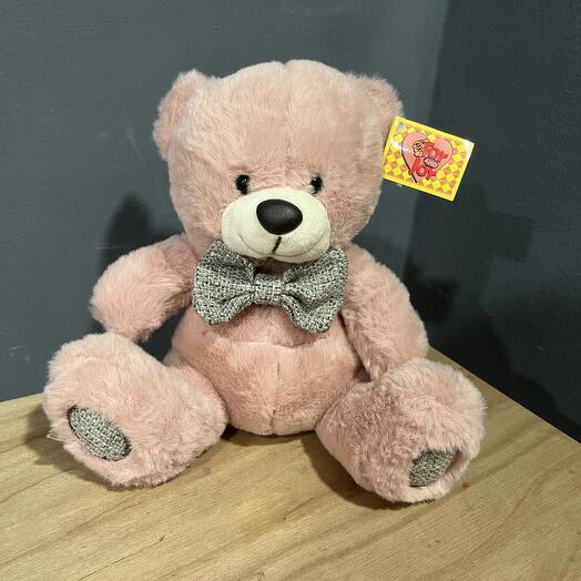 Мишка с бантиком розовый 20 см