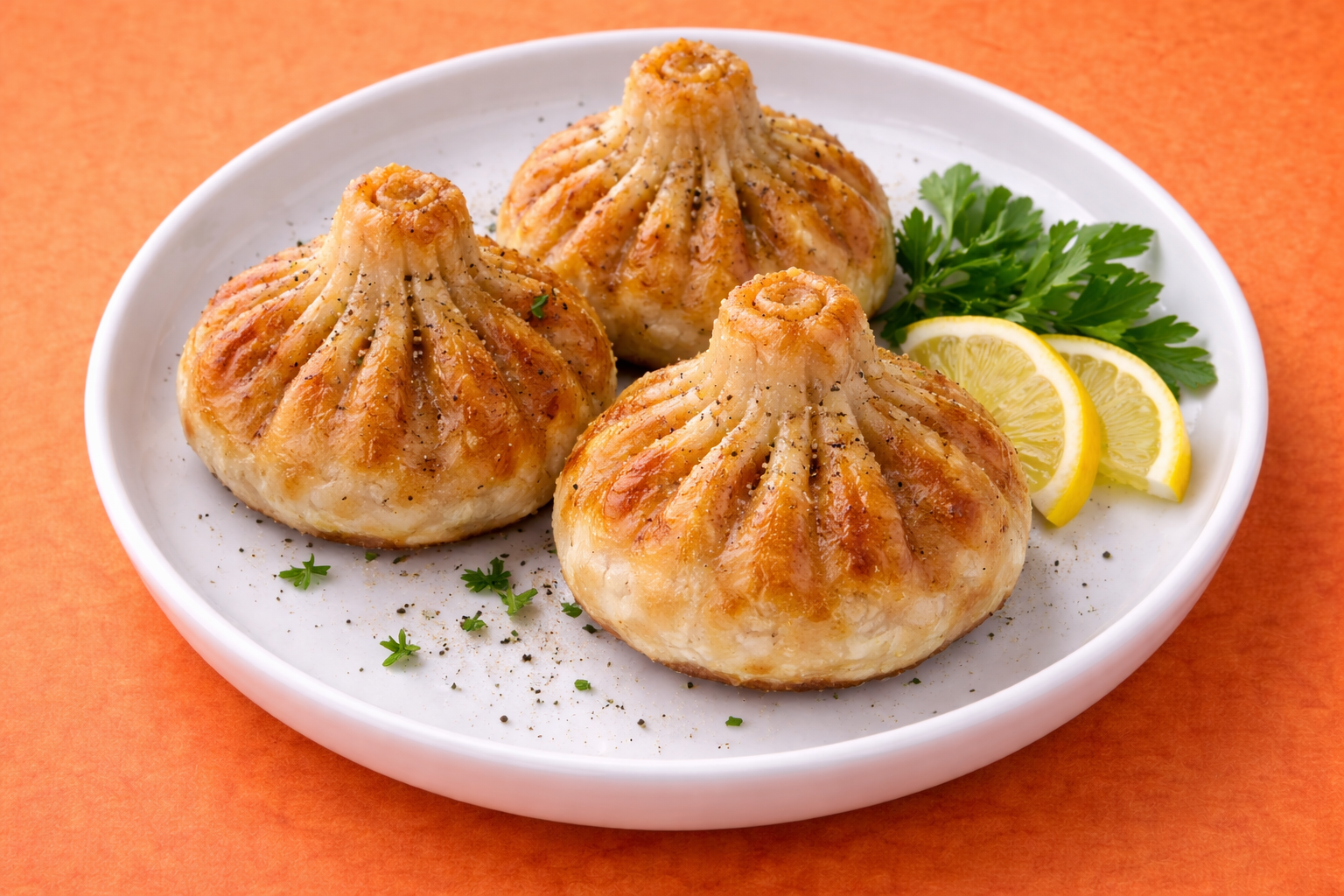 Хинкали с говядиной и свининой жареные