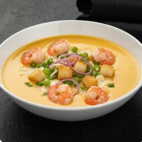 Сырный крем суп с креветками