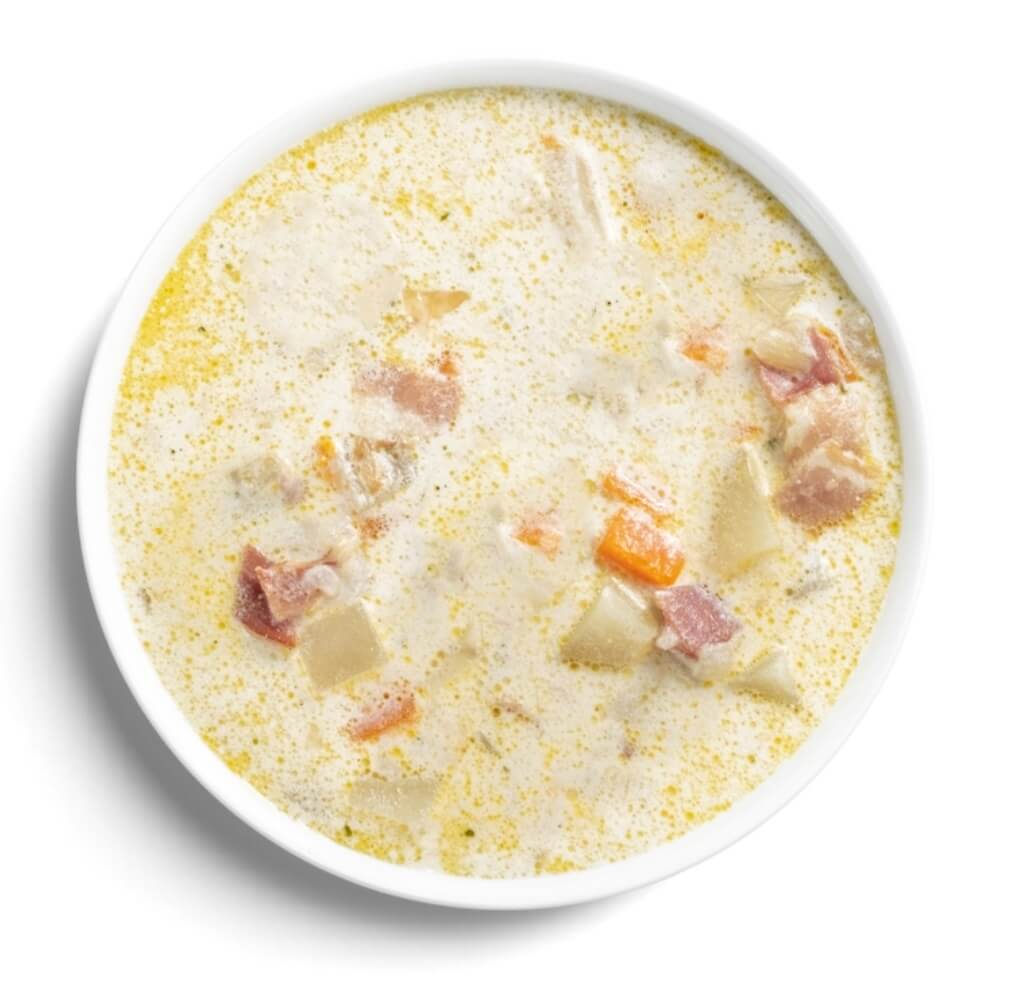 Картофельный суп с сыром и беконом