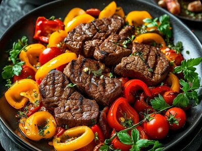 Баранина Микс с овощами на гриле 