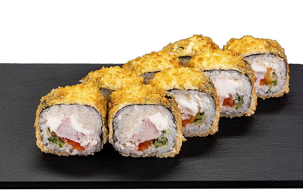 Ролл жареный с курицей и крабом