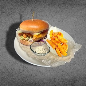 Бургер с креветками темпура