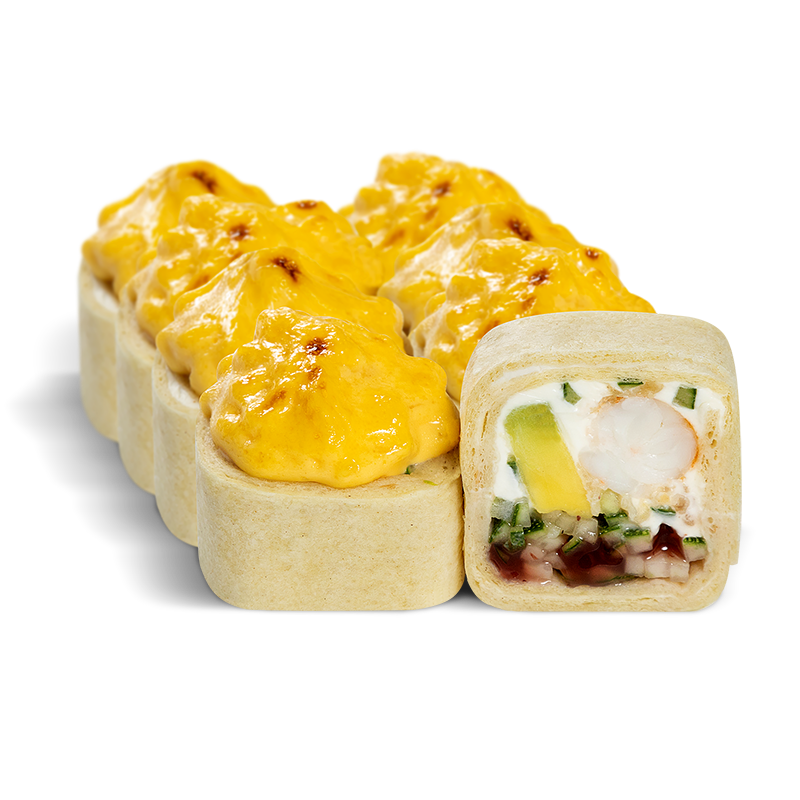 Ролл В тортилье с креветкой и брусничным соусом