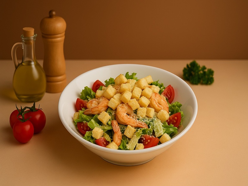 Салат Цезарь с креветками