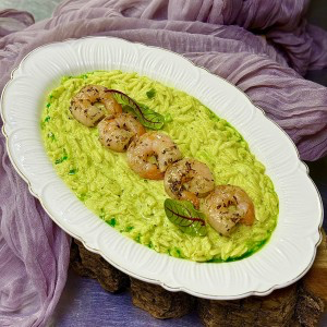 Паста ризони с креветками