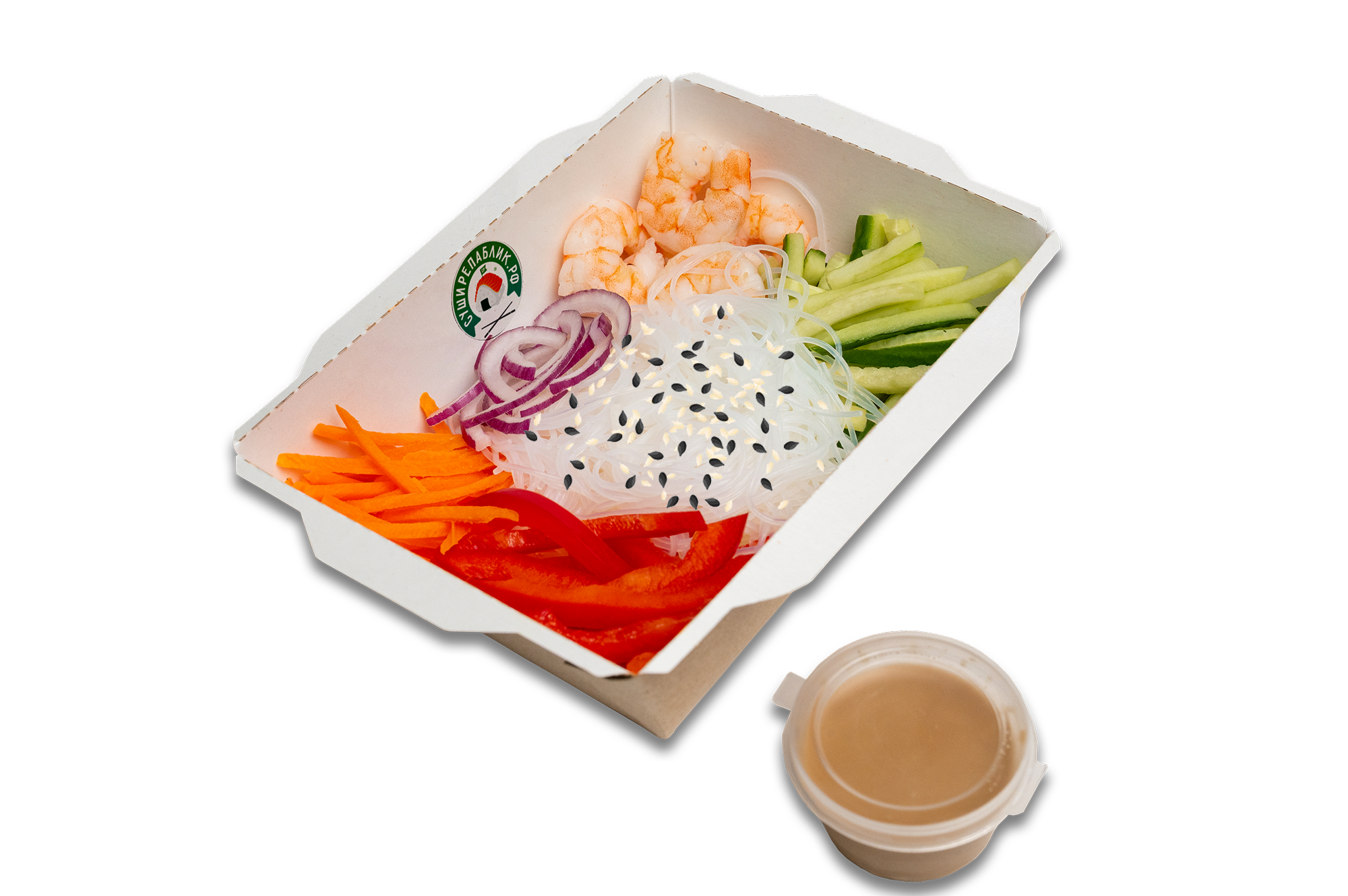 Салат с фунчозой и креветкой