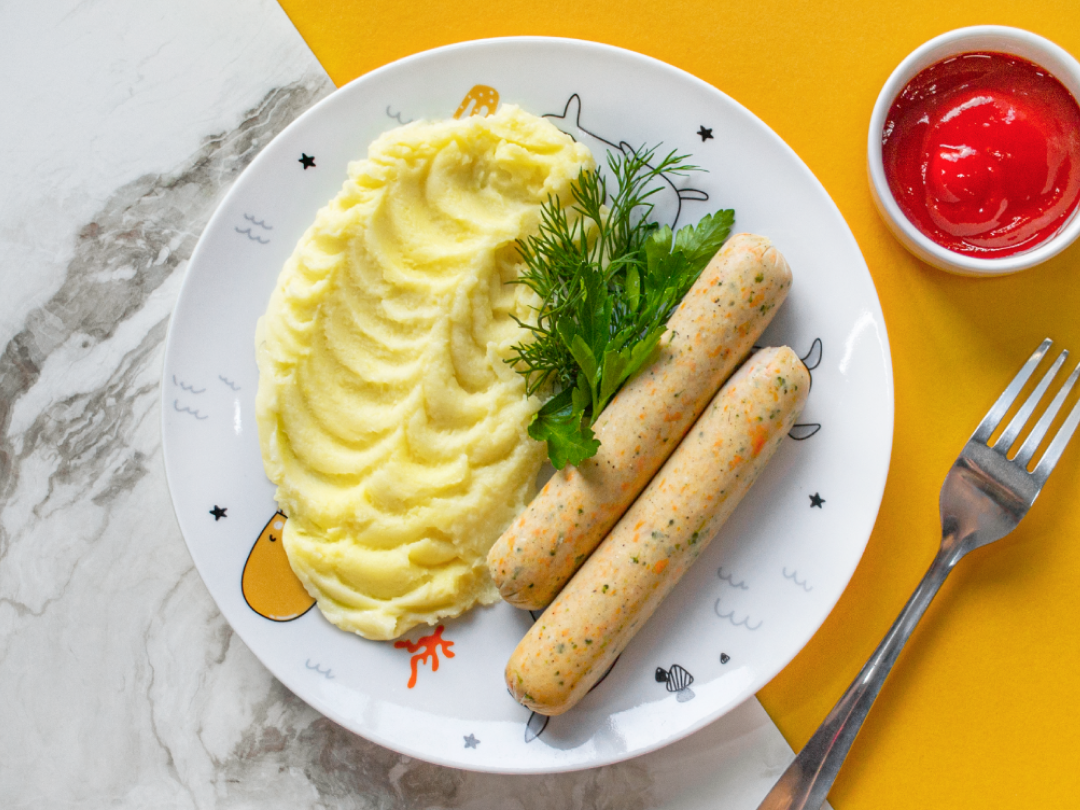 Домашние сосиски с картофельным пюре