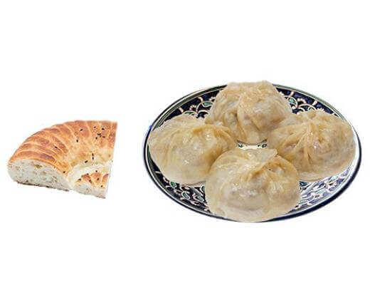 Манты с говядиной,картофелем+лепешка1/4