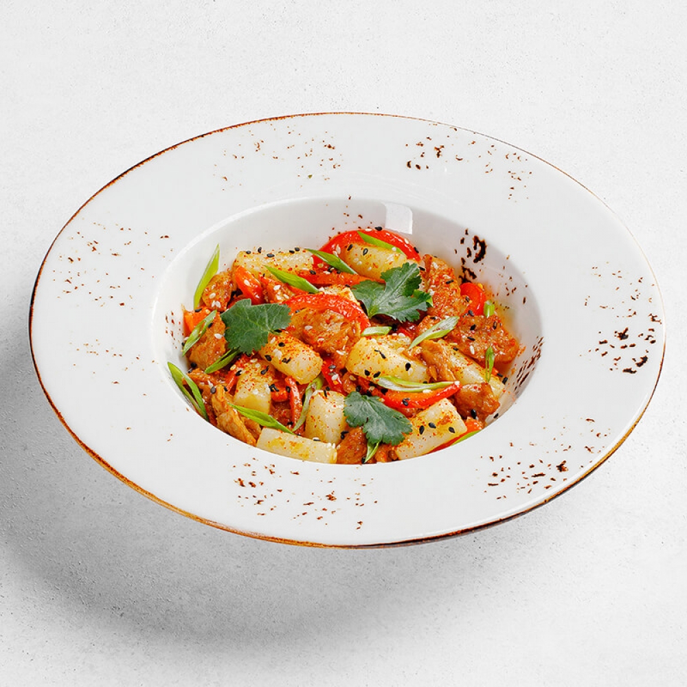 Токпокки с растительным мясом в соусе терияки