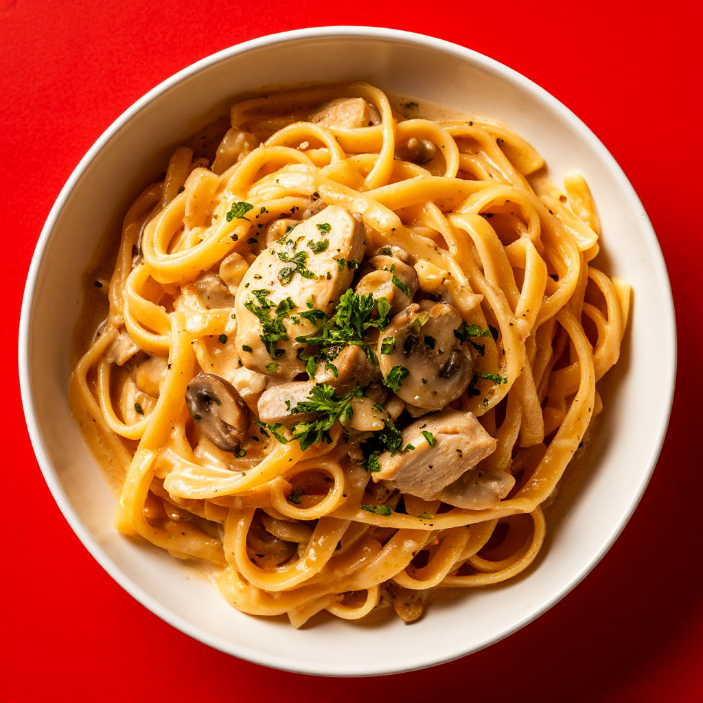 Паста с курицей и грибами