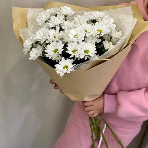 Букет из ромашек в пленке цвета Крафт (б1873)