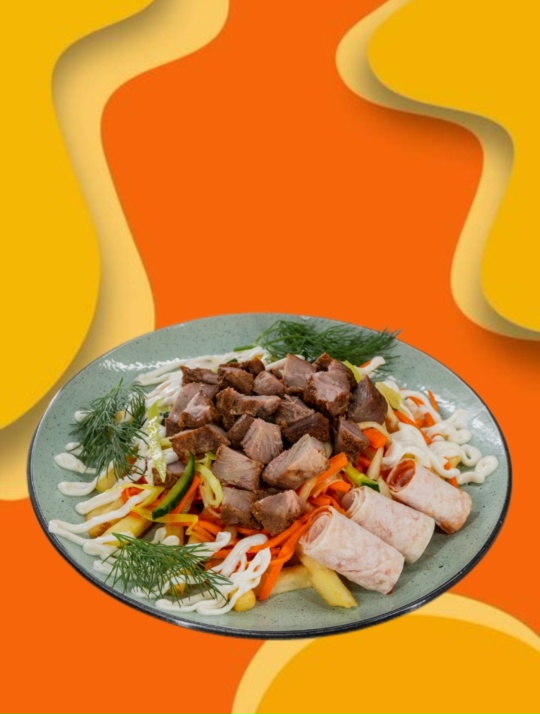 Открытая шаурма со свининой