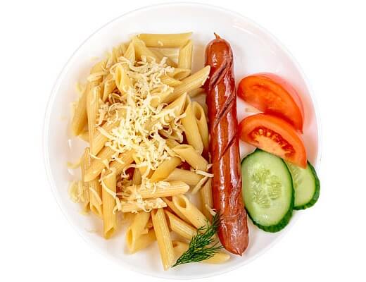 Колбаски с макаронами, BBQ